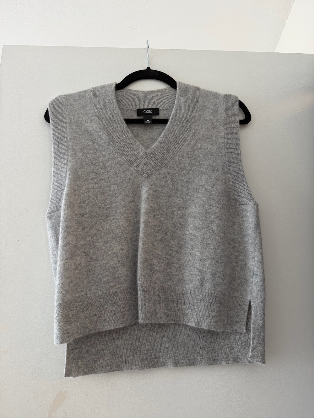 Aqua Grey V-Neck Cashmere Sweater Vest